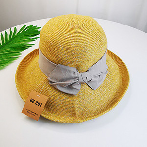 Pălărie de paie pentru femei cu vizor și panglică
