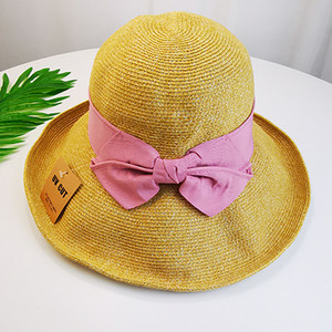 Pălărie de paie pentru femei cu vizor și panglică