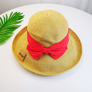 Pălărie de paie pentru femei cu vizor și panglică