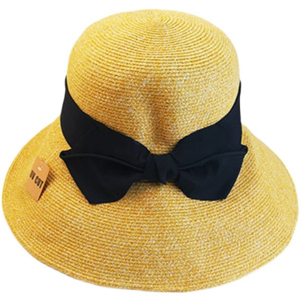 Pălărie de paie pentru femei cu vizor și panglică