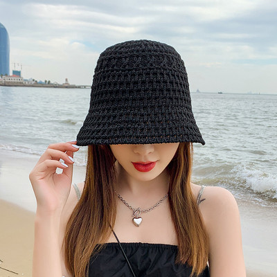 Πλεκτό γυναικείο ψάθινο καπέλο