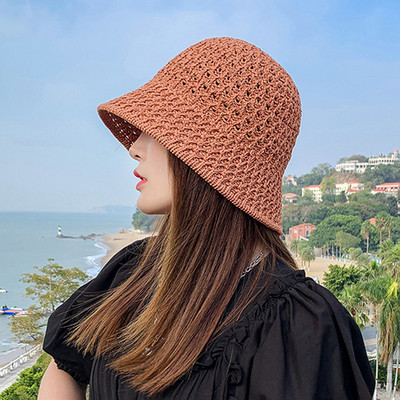 Πλεκτό γυναικείο ψάθινο καπέλο