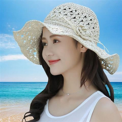 Palarie de paie de dama cu franjuri