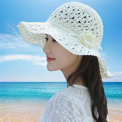 Palarie de paie de dama cu franjuri