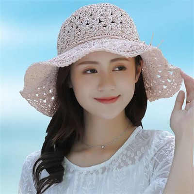 Palarie de paie de dama cu franjuri