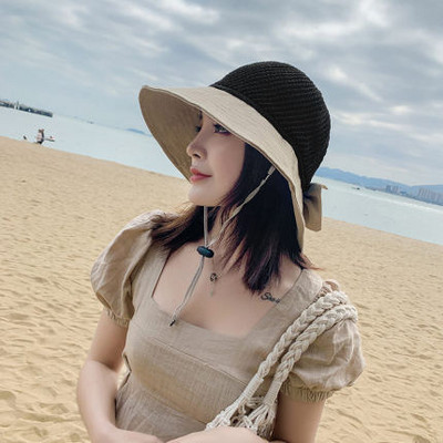 Pălărie de protecție solară pentru femei cu panglică și boruri mari