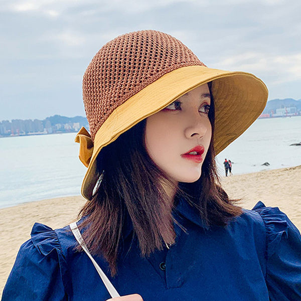 Pălărie de protecție solară pentru femei cu panglică și boruri mari