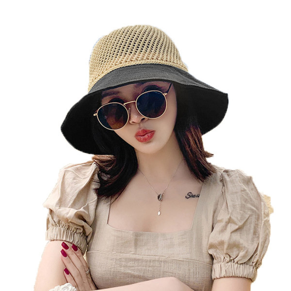 Pălărie de protecție solară pentru femei cu panglică și boruri mari