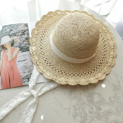 Μοντέρνο γυναικείο ψάθινο καπέλο με κορδέλα