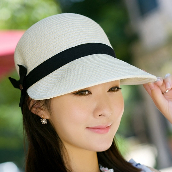 Palarie de paie de vara - cu vizor pentru femei