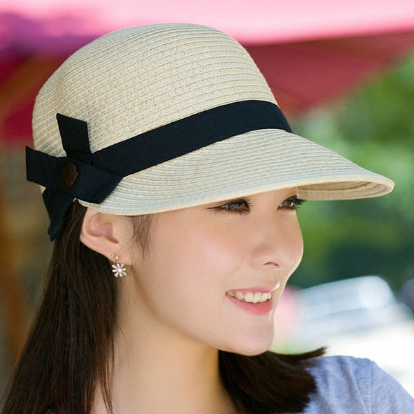 Palarie de paie de vara - cu vizor pentru femei