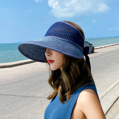 Αντηλιακό ψάθινο καπέλο με φαρδύ περιφέρια