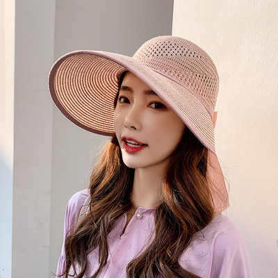 Αντηλιακό ψάθινο καπέλο με φαρδύ περιφέρια