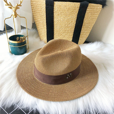 Γυναικείο καλοκαιρινό ψάθινο καπέλο με μεταλλικό στοιχείο