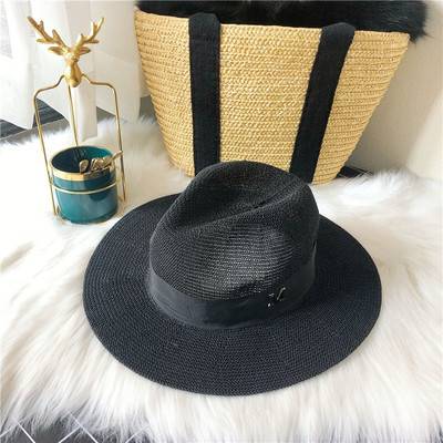 Γυναικείο καλοκαιρινό ψάθινο καπέλο με μεταλλικό στοιχείο