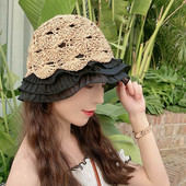 Pălărie de paie pentru femei moderne tip pescuit