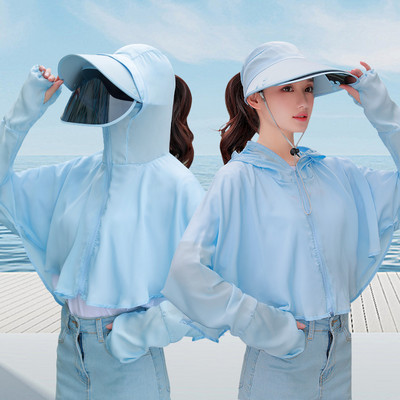 Γυναικείο αντηλιακό καπέλο με κασκόλ και γείσο