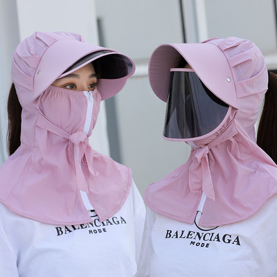 Γυναικείο αντηλιακό καπέλο με κασκόλ και γείσο