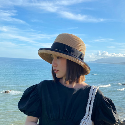 Αντηλιακό γυναικείο ψάθινο καπέλο σε διάφορα χρώματα