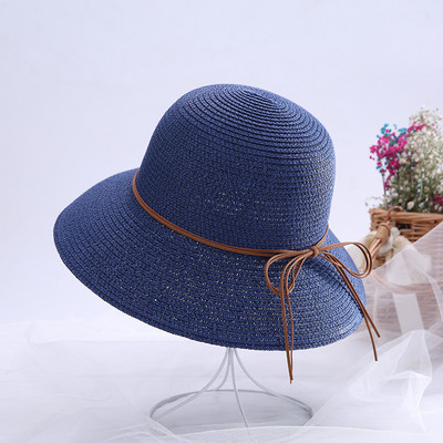 Pălărie casual de paie pentru femei cu panglică