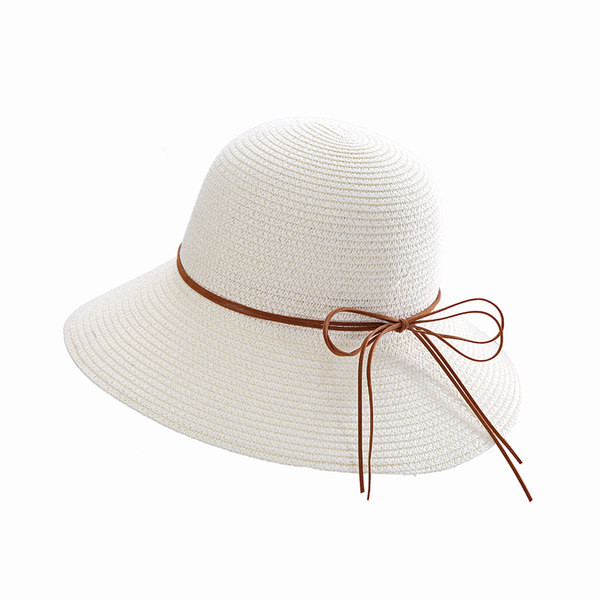 Pălărie casual de paie pentru femei cu panglică