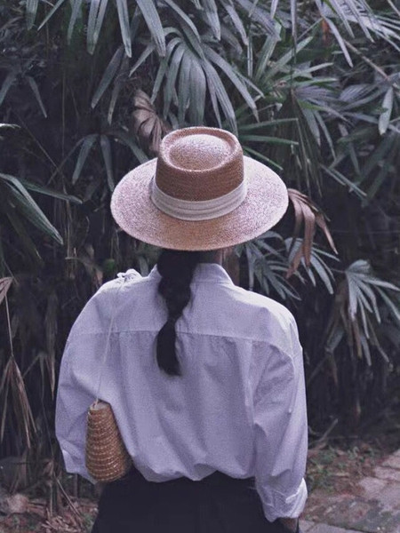 Γυναικείο casual ψάθινο καπέλο με κορδέλα