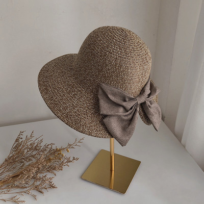 Γυναικείο ψάθινο καπέλο με κορδέλα-κατάλληλο για την παραλία