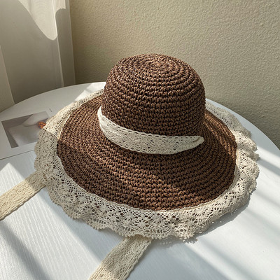 Γυναικείο καλοκαιρινό καπέλο με κρόσσια και δαντέλα