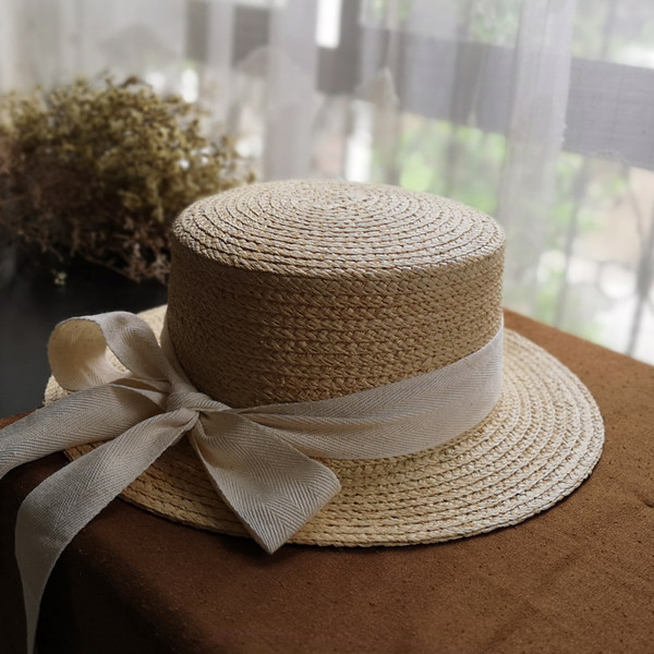 Καπέλο ψάθινο νέο μοντέλο με κορδέλα σε δύο χρώματα