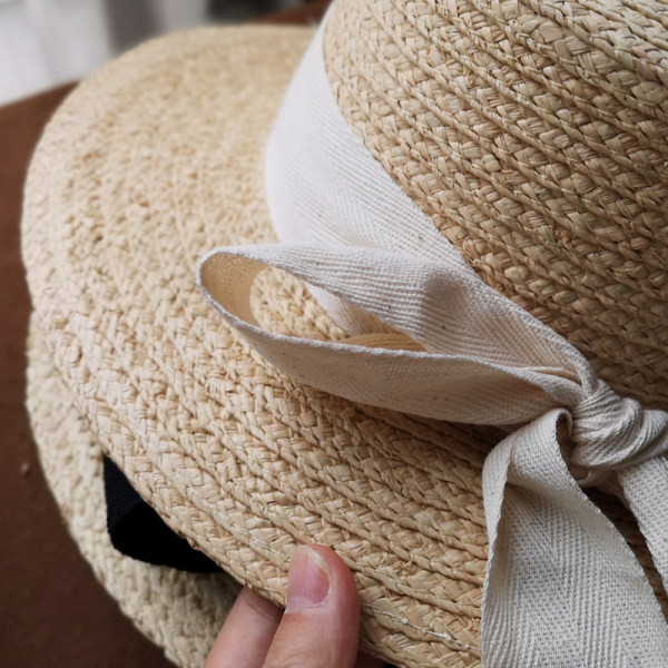 Καπέλο ψάθινο νέο μοντέλο με κορδέλα σε δύο χρώματα