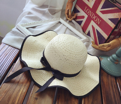 Γυναικείο αντηλιακό ψάθινο καπέλο με κορδέλα