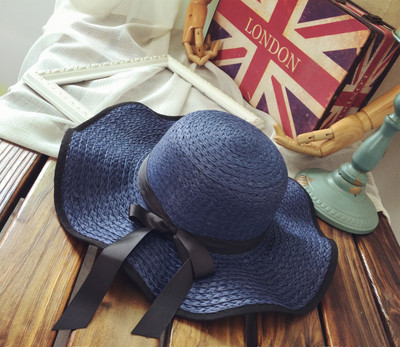 Γυναικείο αντηλιακό ψάθινο καπέλο με κορδέλα