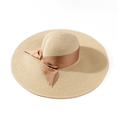 Γυναικείο καλοκαιρινό καπέλο με μεγάλη περιφέρια και κορδέλα