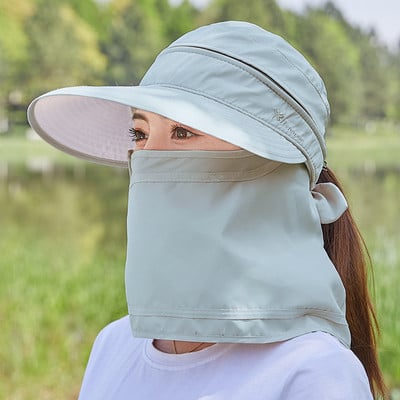 Γυναικείο αντηλιακό καπέλο με γείσο και κασκόλ