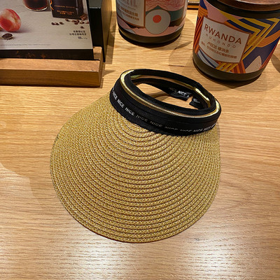 Γυναικείο ψάθινο καπέλο με γείσο και επιγραφή