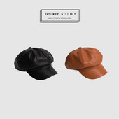 Νέο γυναικείο έκο δερμάτινο καπέλο με γείσο σε καφέ και μαύρο χρώμα