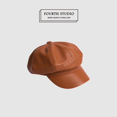 Νέο γυναικείο έκο δερμάτινο καπέλο με γείσο σε καφέ και μαύρο χρώμα