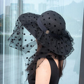 Palarie casual dama cu tul si element metalic