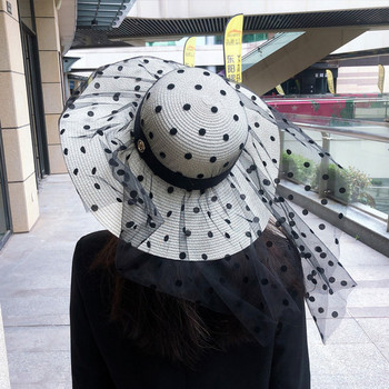 Γυναικείο casual καπέλο με τούλι και μεταλλικό στοιχείο