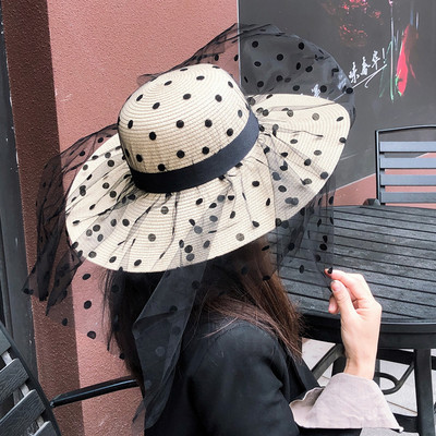 Palarie casual dama cu tul si element metalic