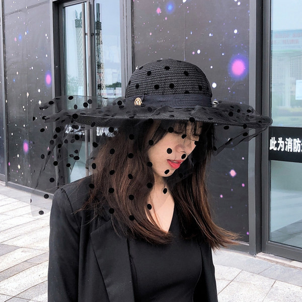 Palarie casual dama cu tul si element metalic