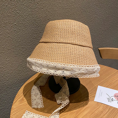 Palarie de paie dama cu dantela