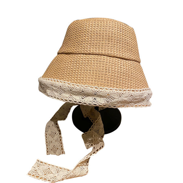 Palarie de paie dama cu dantela