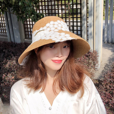 Palarie casual dama cu broderie in alb si negru