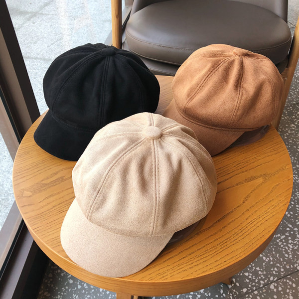 Palarie bereta dama model nou din piele intoarsa ecologica cu vizor