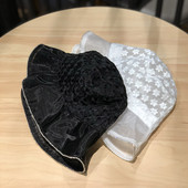 Palarie de vara dama cu dantela si flori - cu franjuri