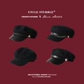 Γυναικείο καπέλο νέο μοντέλο με γείσο - ρετρό στυλ σε μαύρο χρώμα