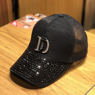 Șapcă de baseball pentru femei cu vizor și pietre