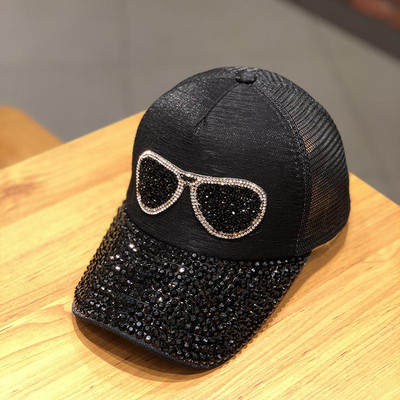 Șapcă de baseball pentru femei cu vizor și pietre