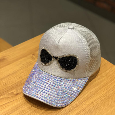 Șapcă de baseball pentru femei cu vizor și pietre